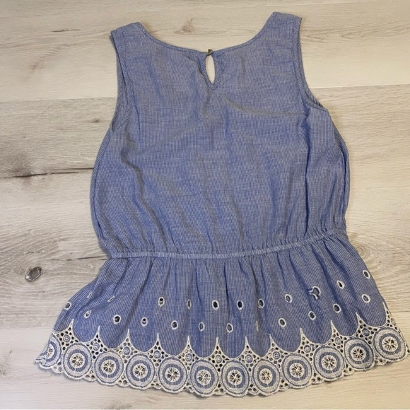 American Rag Striped Peplum Eyelet Tank, Blue-White, Size Medium - Picture 7 of 13